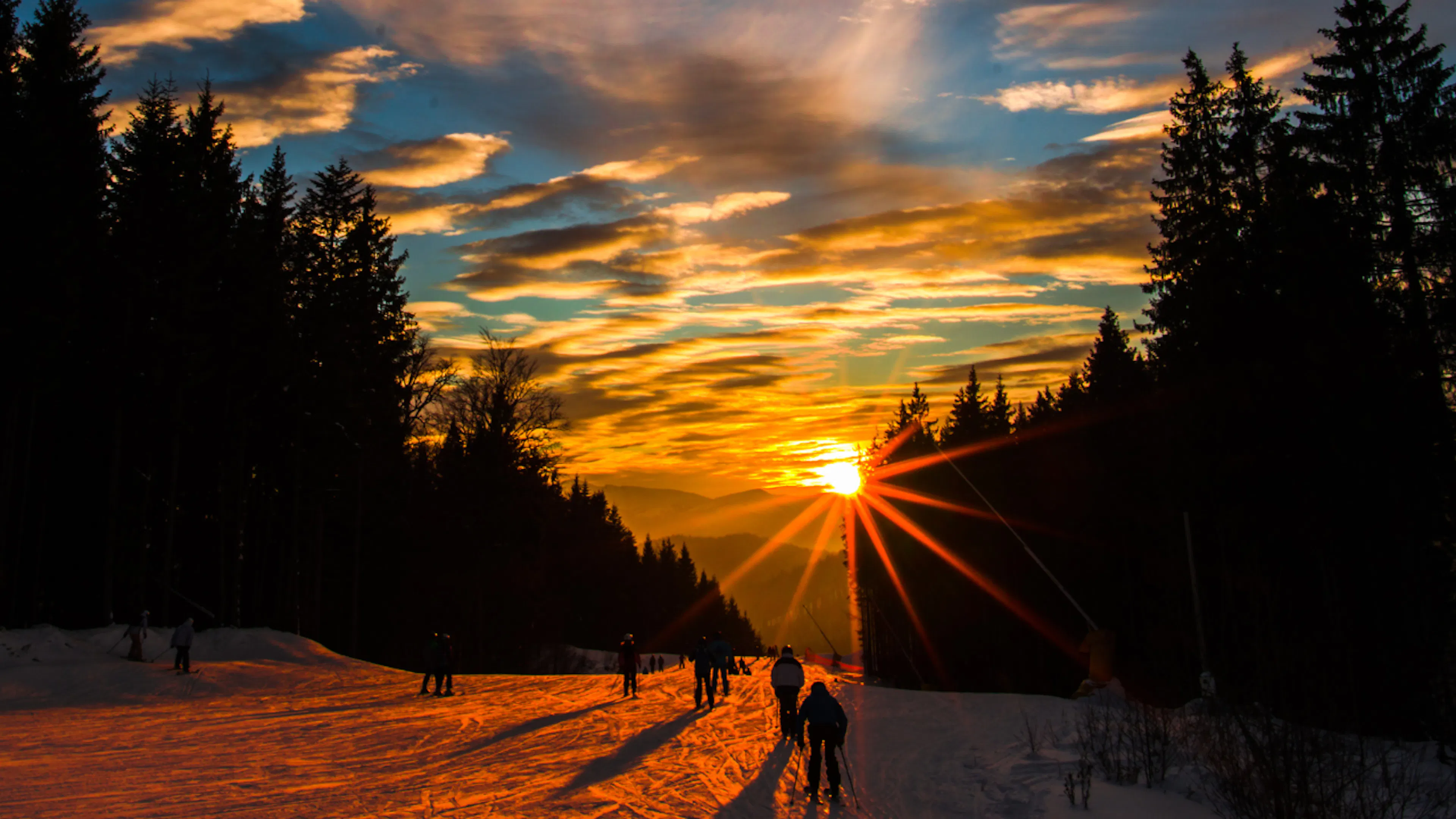 Dramatic and vibrant sunset on the Winter Solstice