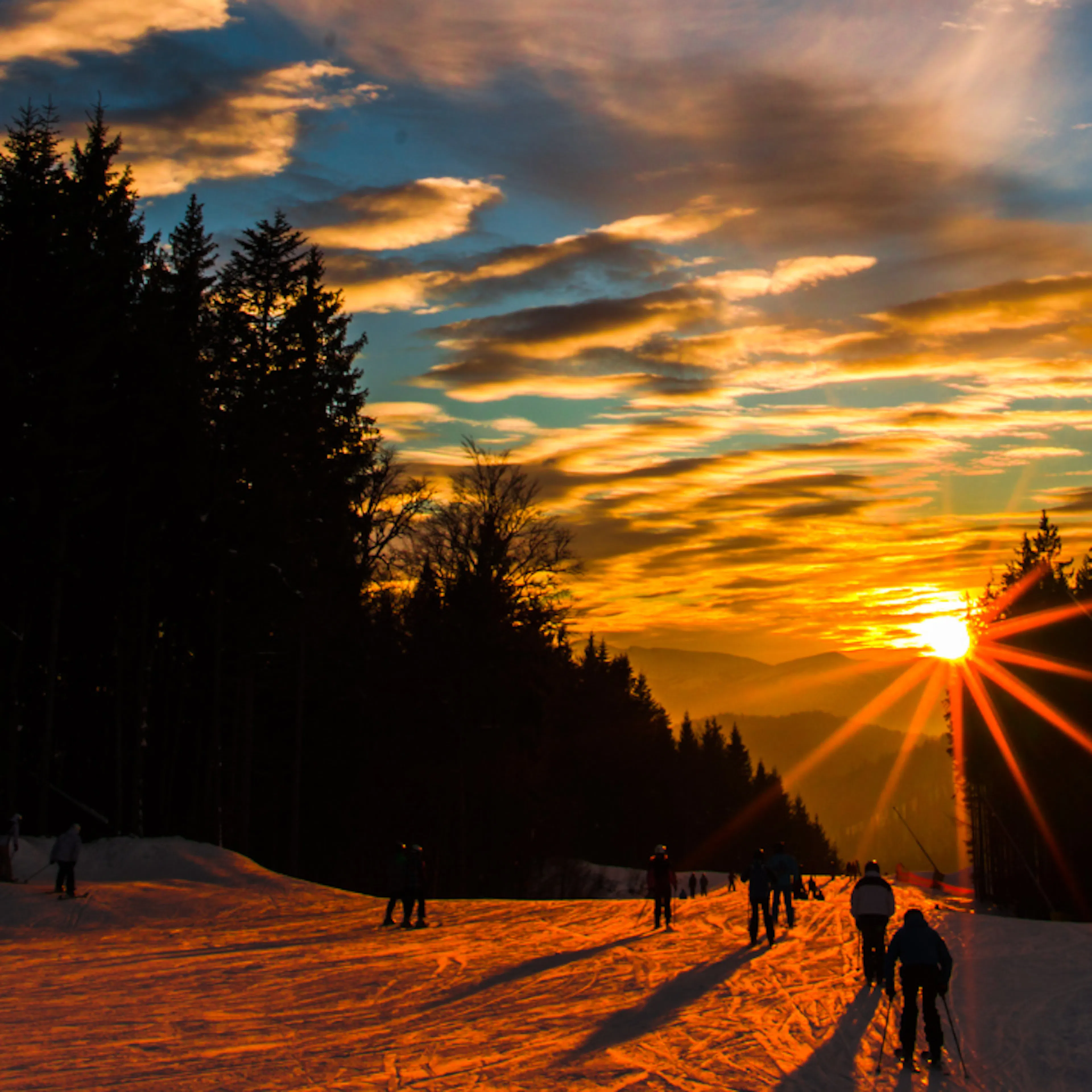 Dramatic and vibrant sunset on the Winter Solstice