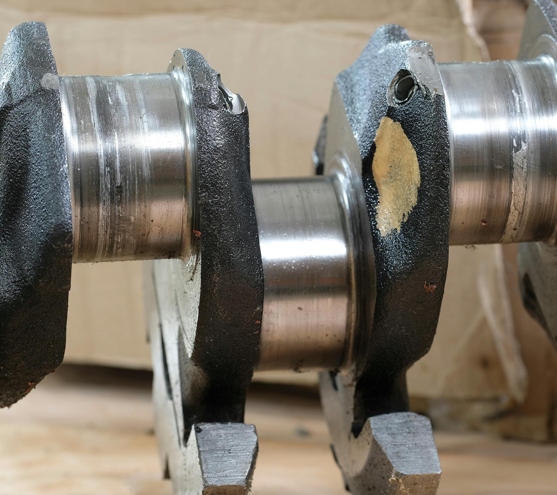 a damaged crankshaft from an engine