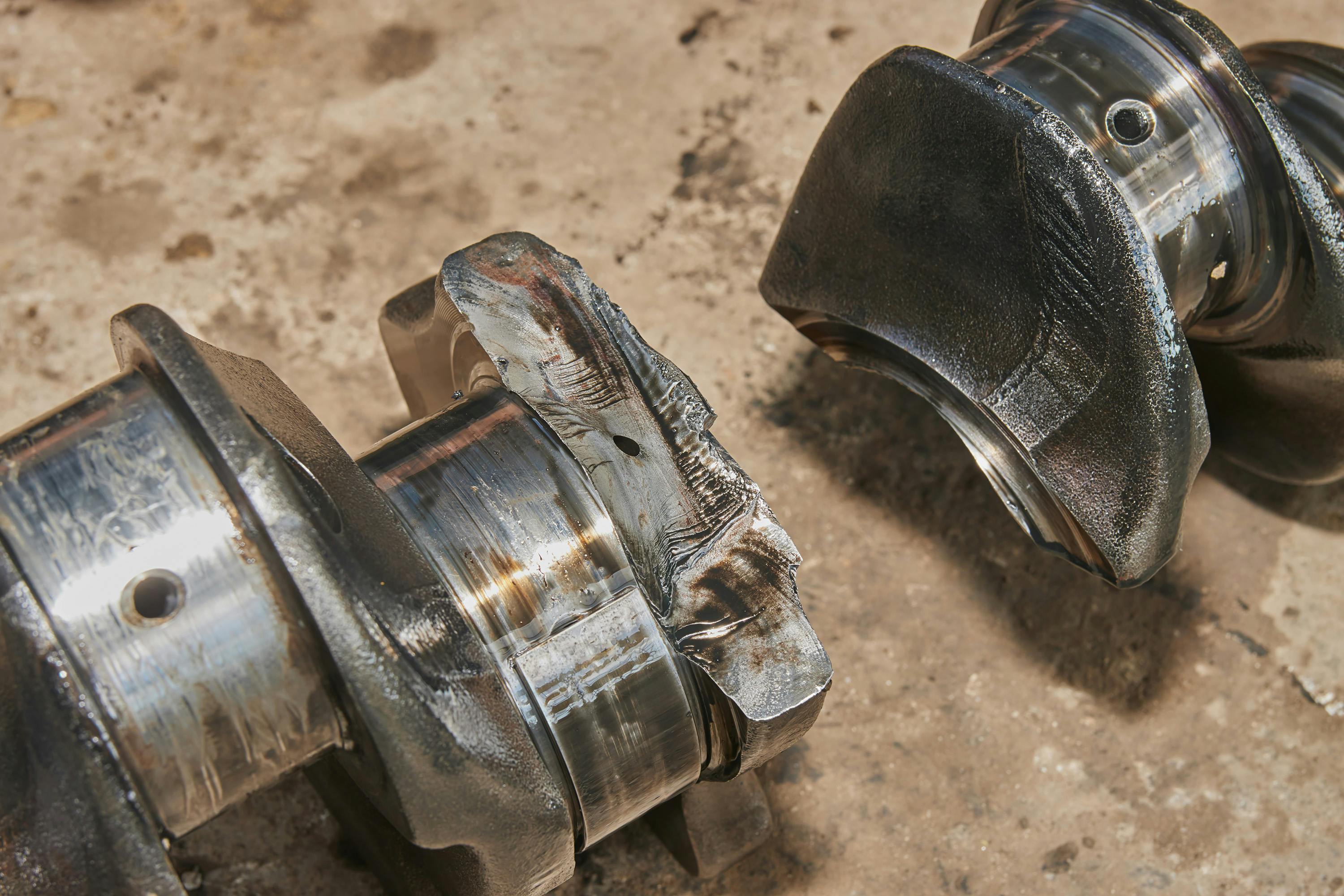 an engine crankshaft snapped in two peices