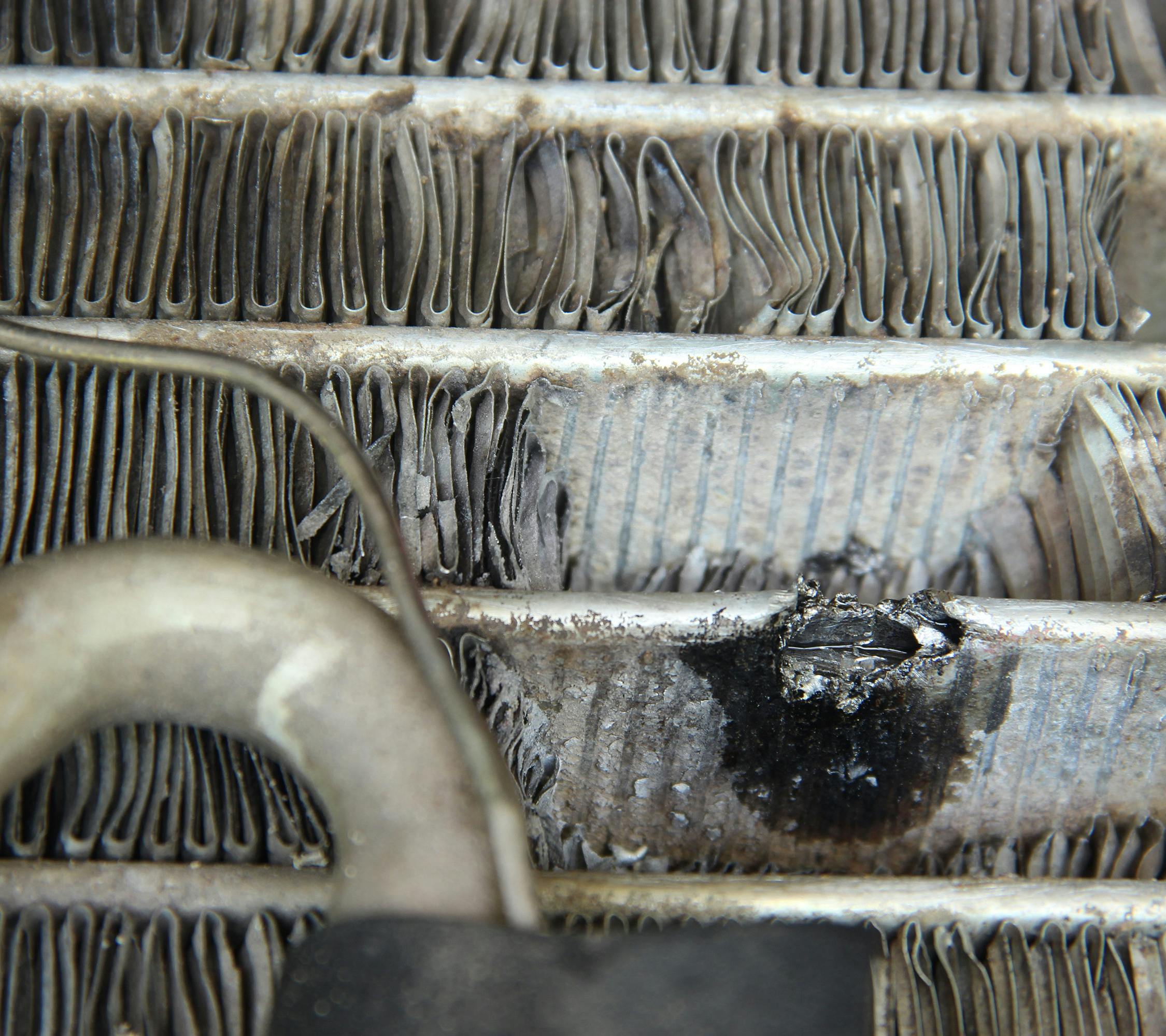 A leaking evaporator from a car air-conditioning system