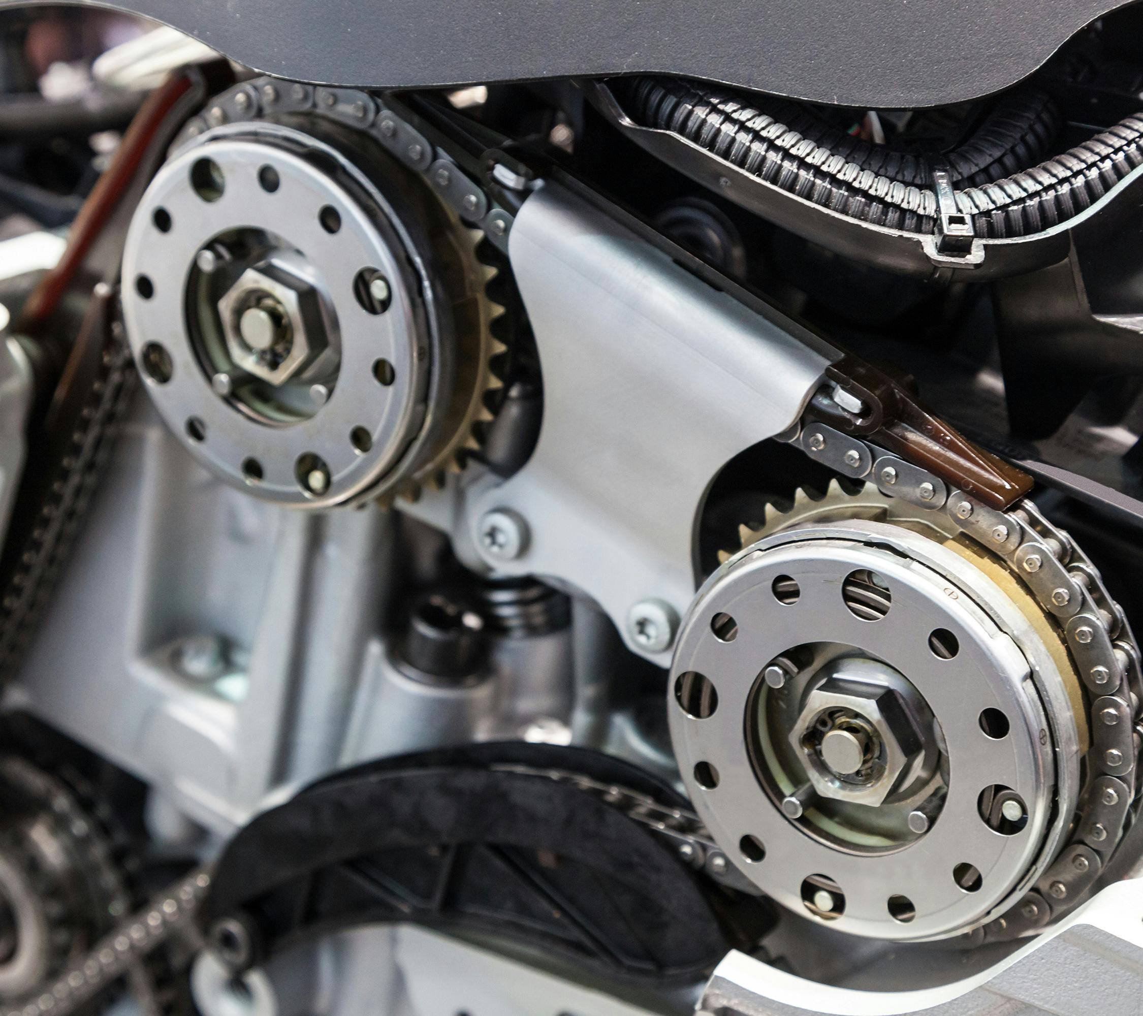 A timing chain fitted to an engine