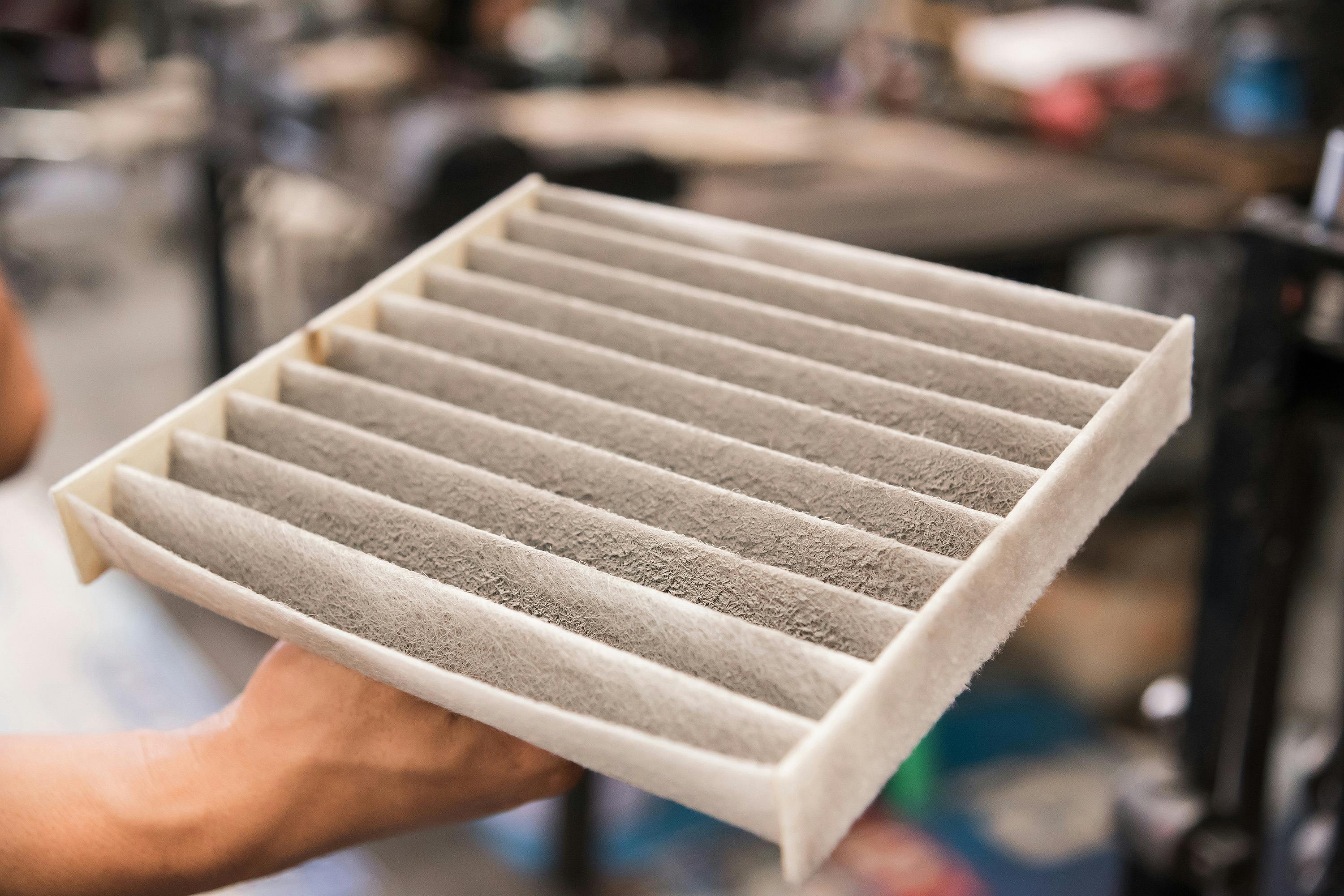 A dirty car air filter