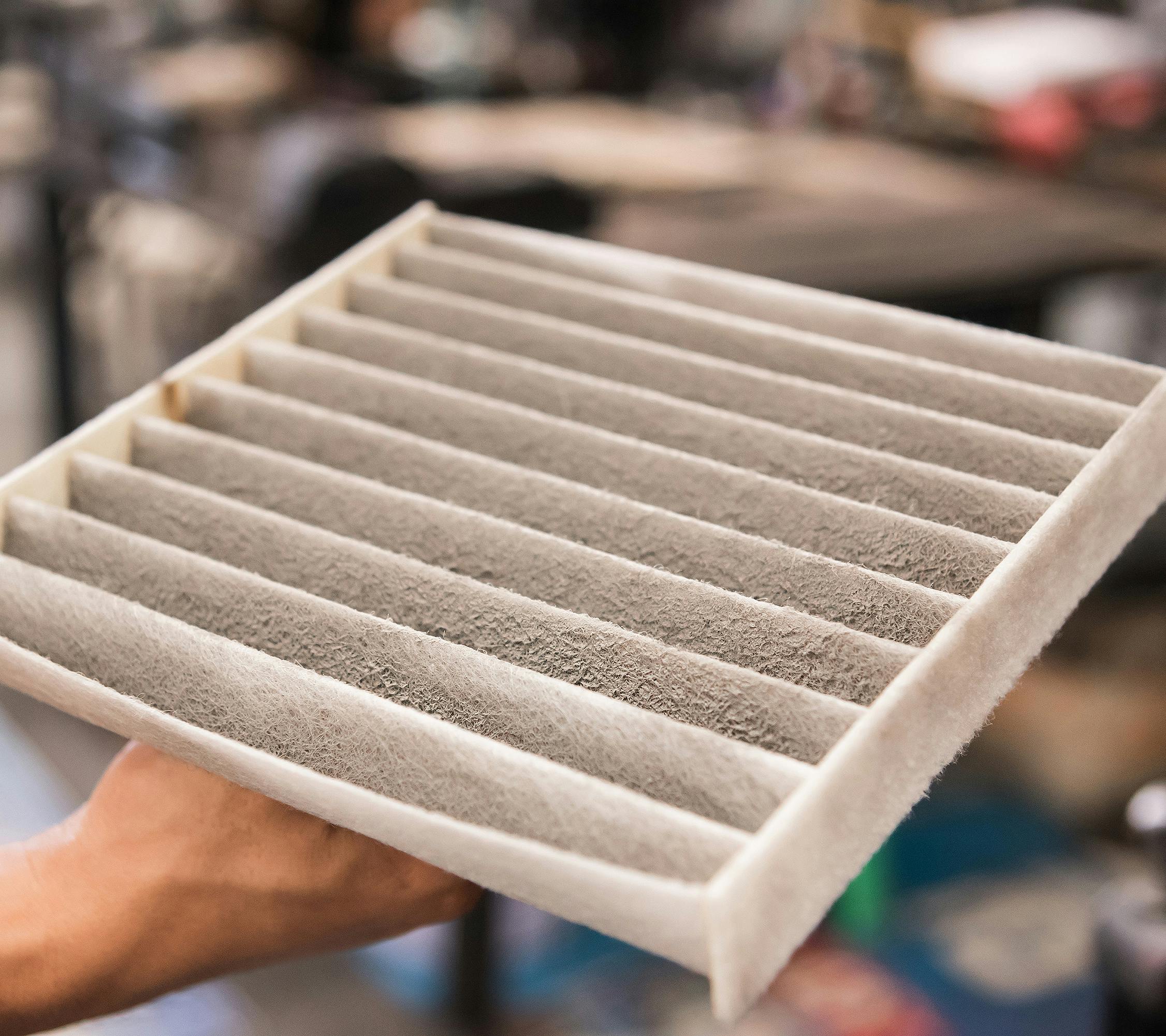 A dirty car air filter