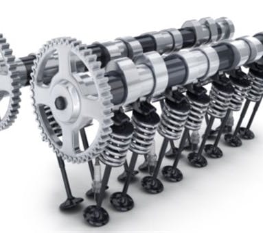 Exposed view of a typical DOHC valve train