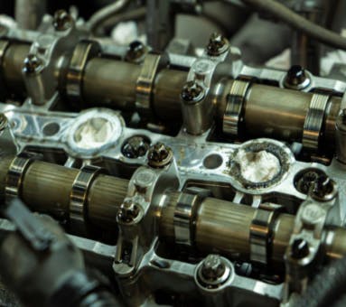Example of an intake and exhaust camshaft in a typical DOHC camshaft setup. 