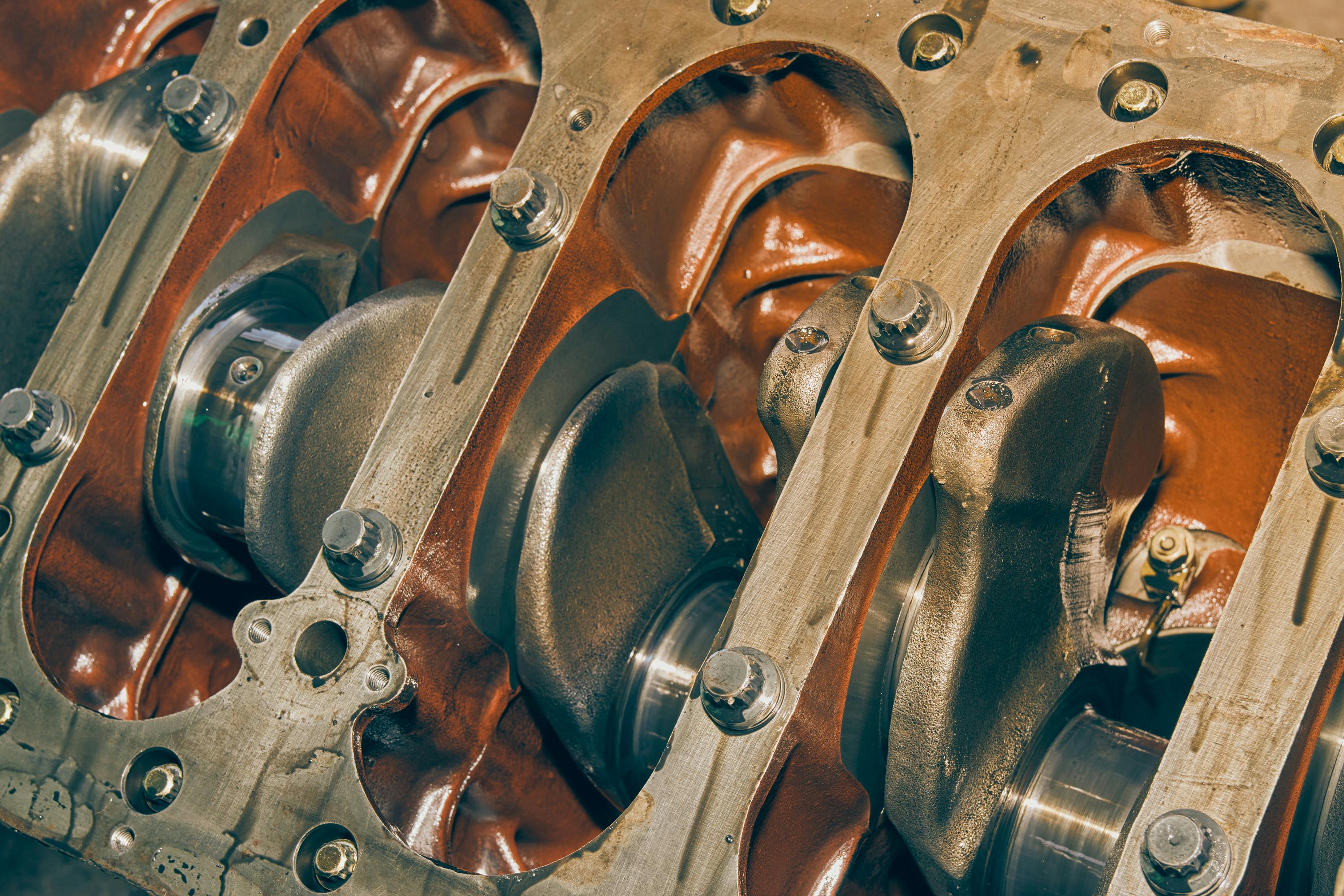 An engine crankshaft fitted to an engine