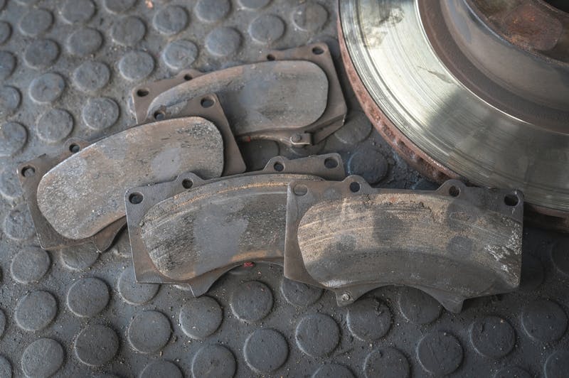 Example of unevenly worn brake pads
