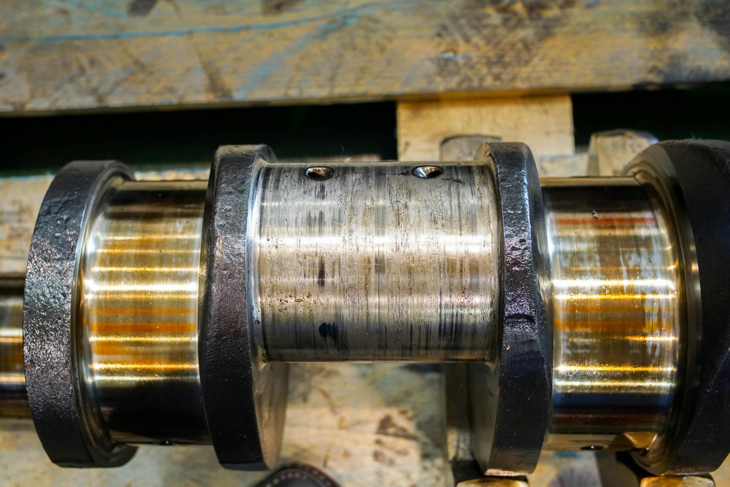 A damaged engine crankshaft