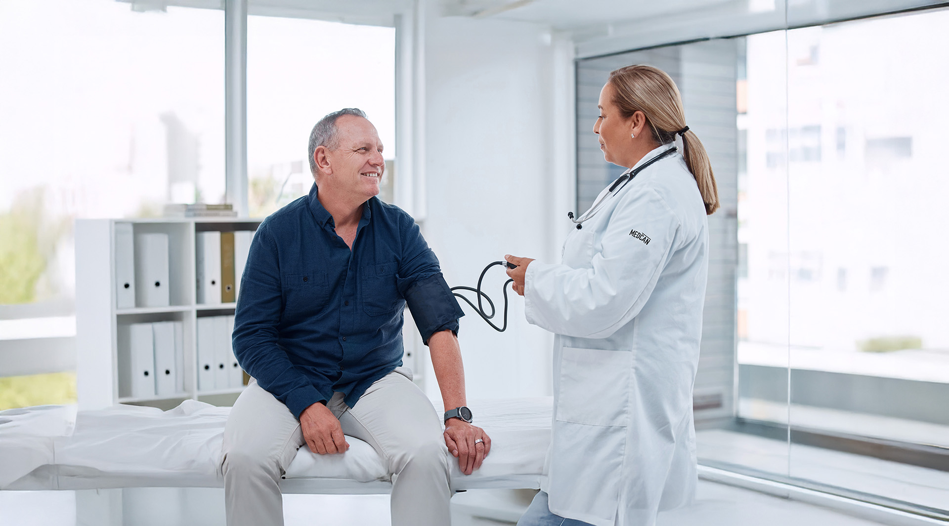 Man getting a checkup from a doctor