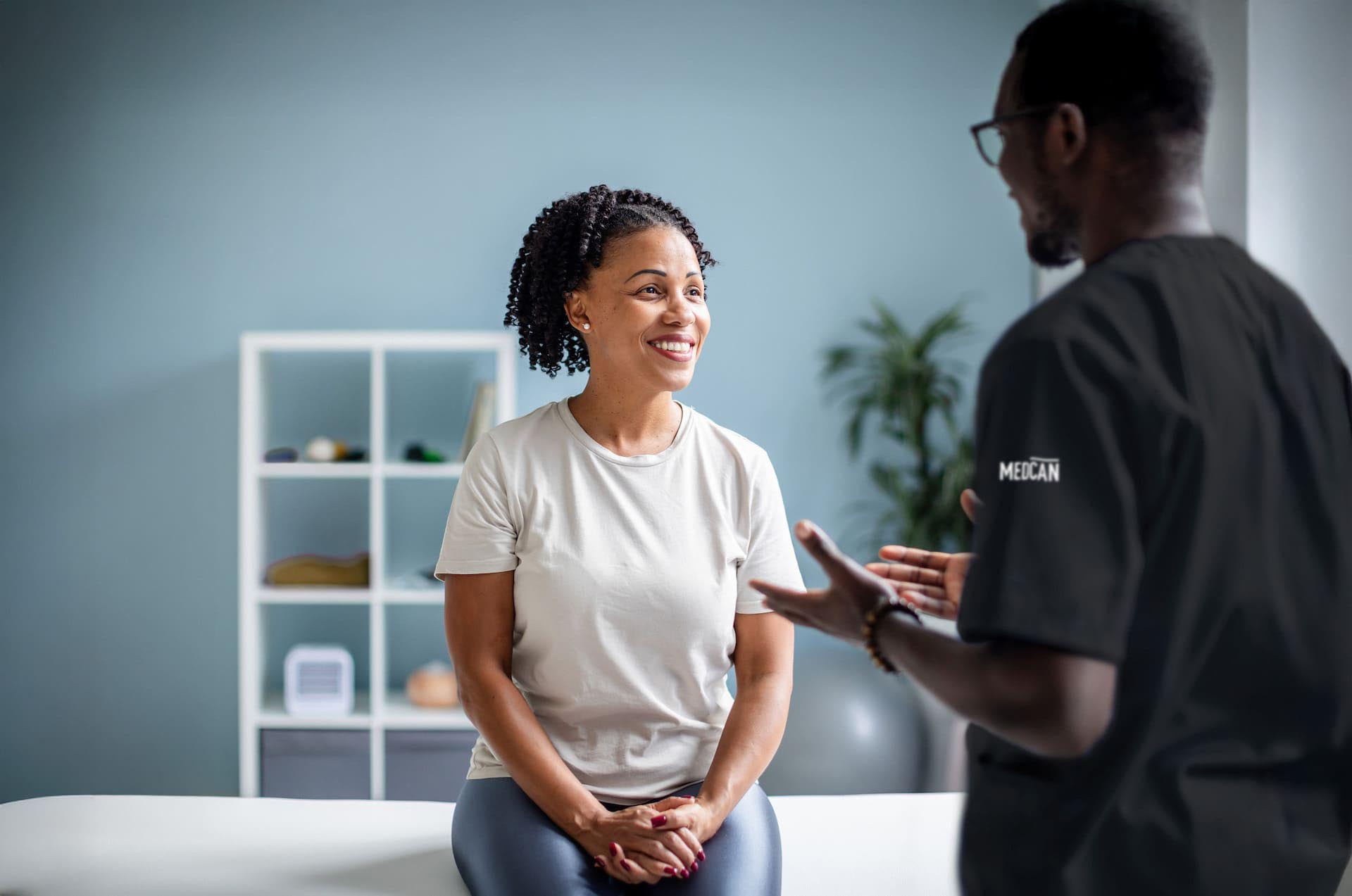 Doctor telling patient about biomarkers