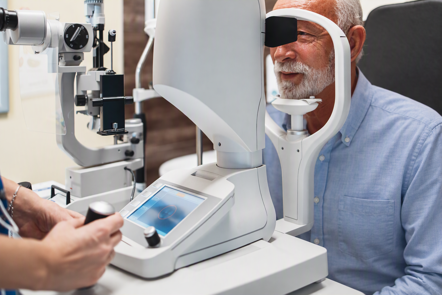 Man getting eyes checked