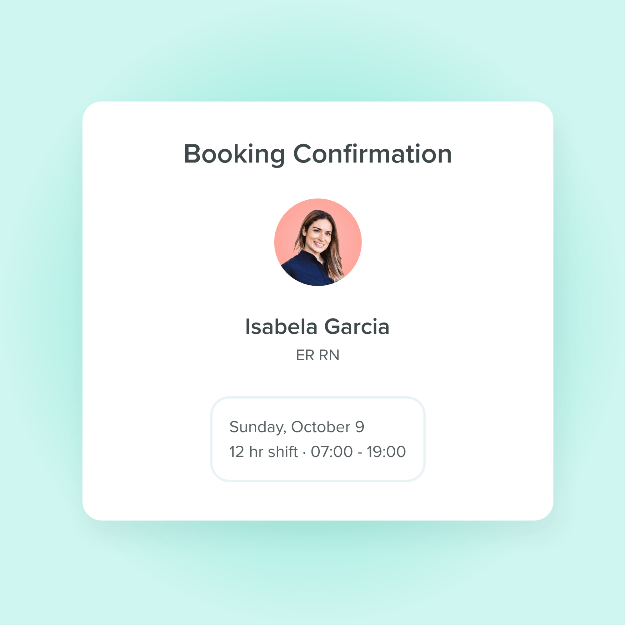 Booking confirmation from Medely