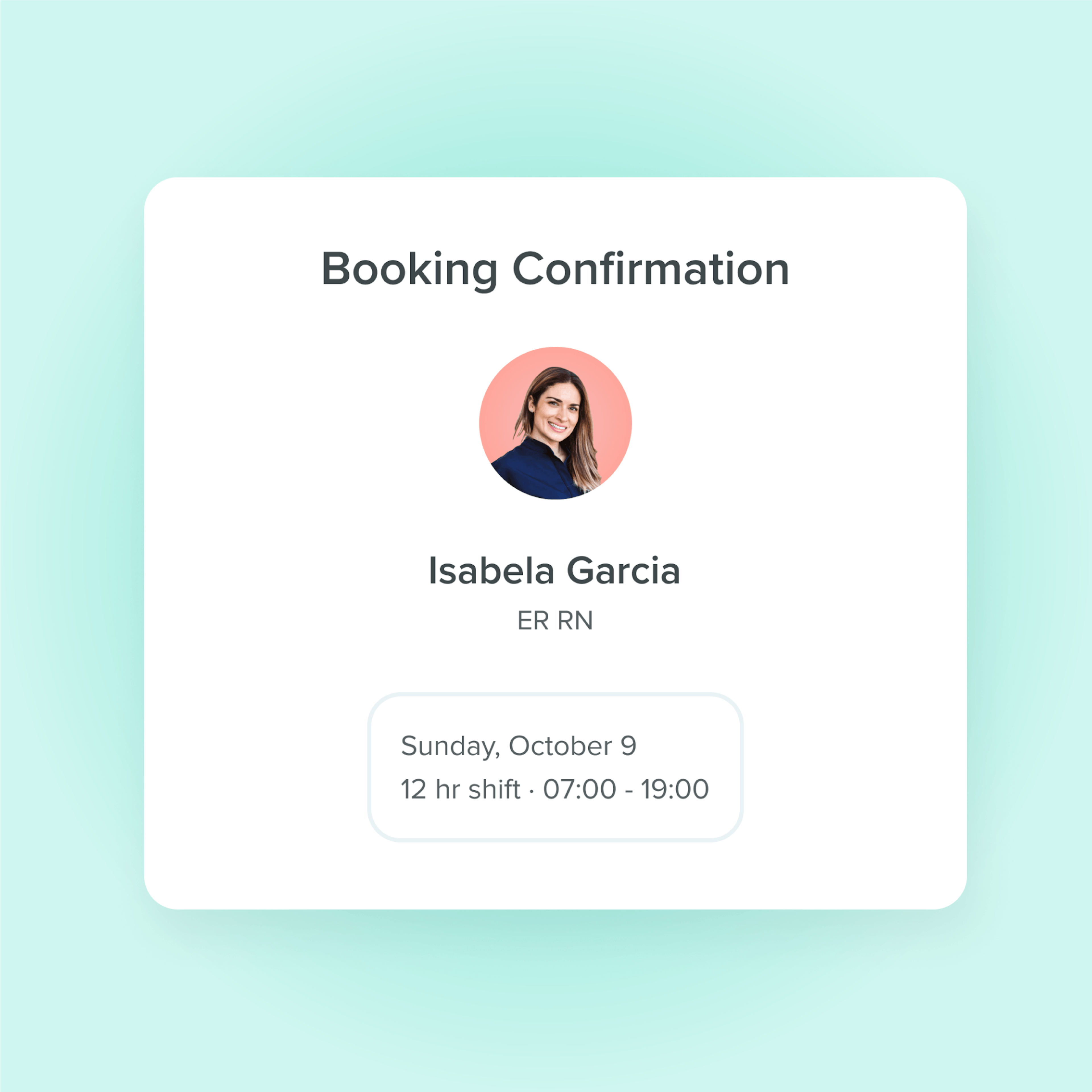 Booking confirmation from Medely 