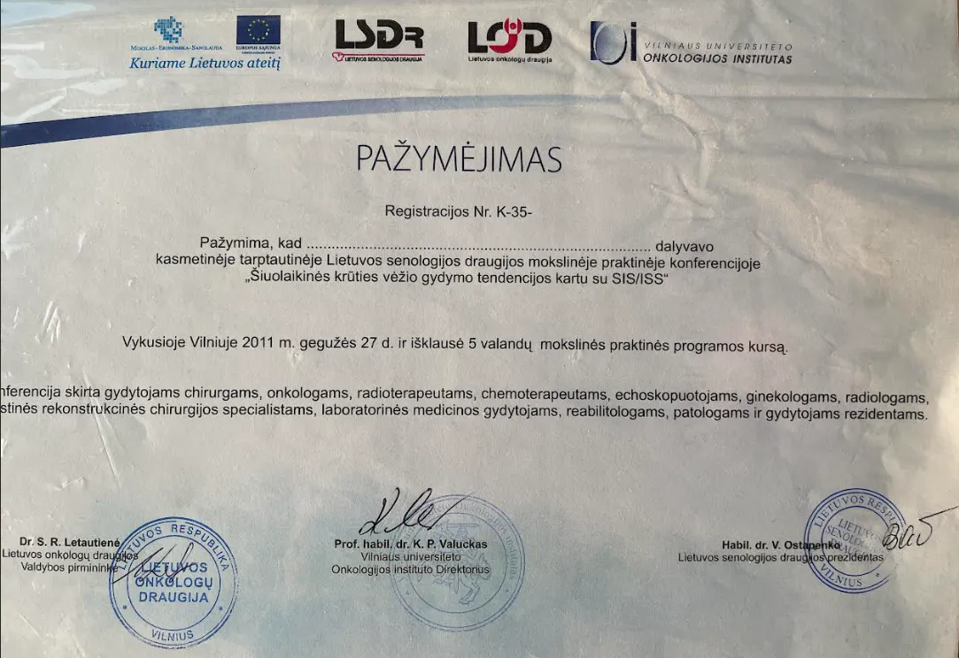 2011-05-27 LSDr konferencijos pažymėjimas.