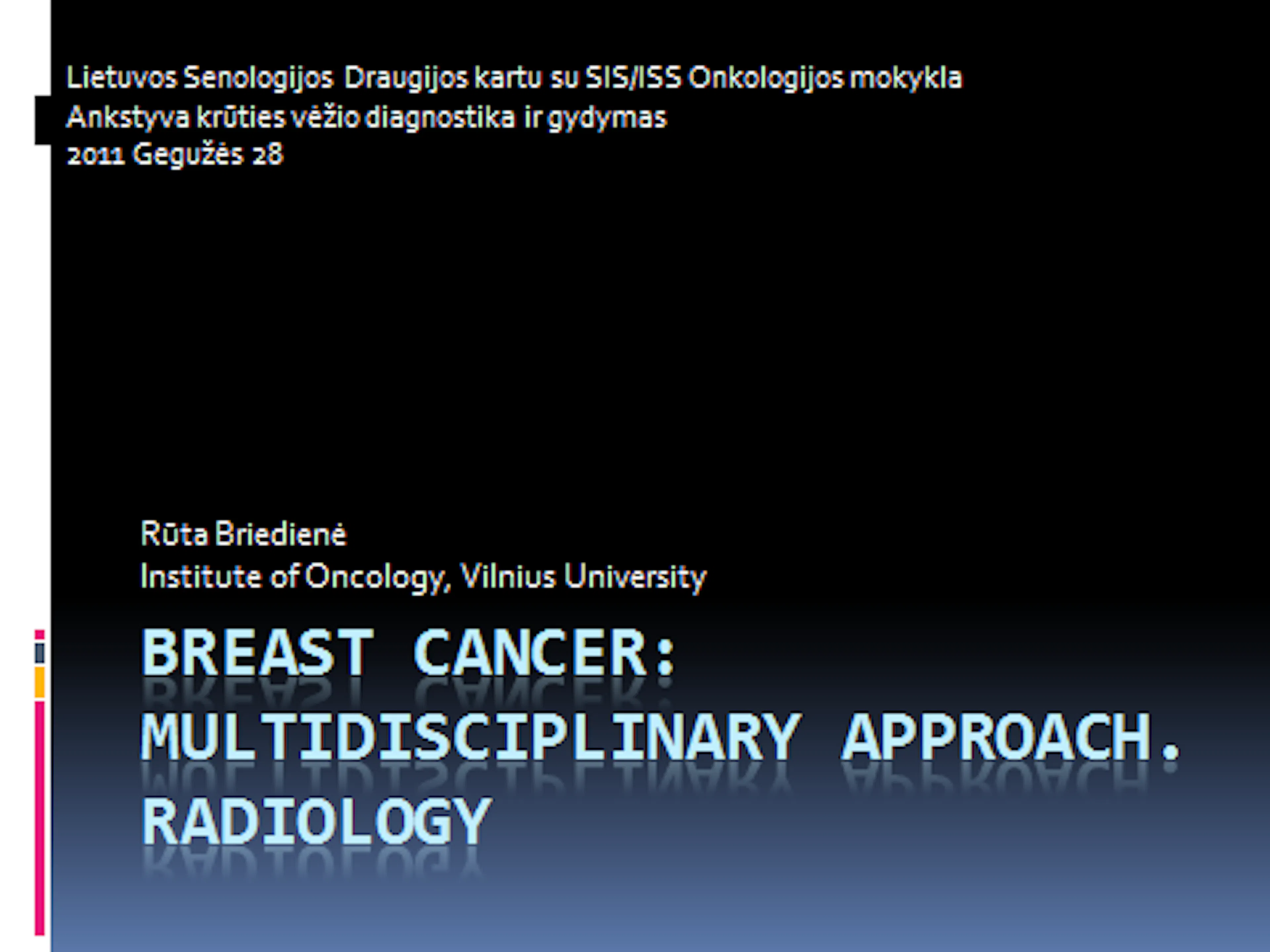 2011-05-28 Workshop A. Skaidrės iš  R. Briedienė. (VUOI)  Lietuva pranešimo Multidisciplinary approach in Radiology
