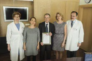 Prof. Beatas Thiurlimanas priėmiau NVI pasiūlymą įsijungti į Instituto Patariamosios tarybos darbą; Gydytoja radiologė dr. Jurgita Ušinskienė, prof. Rachel Hiltebrand, prof. Beatas Thiurlimanas, genetikė prof. Sonata Jarmalaitė, prof. Valerijus Ostapenko