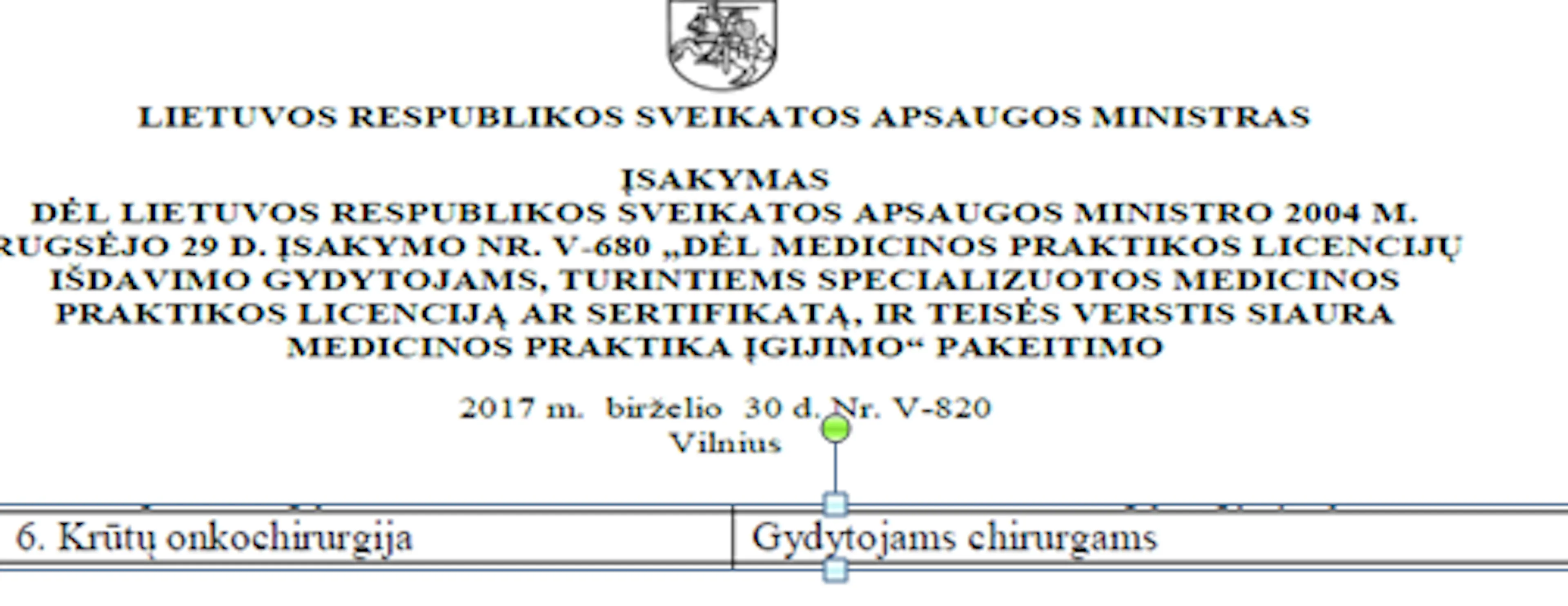 SAM atstatytas specializuotas krūtų onkochirurgo sertifikatas