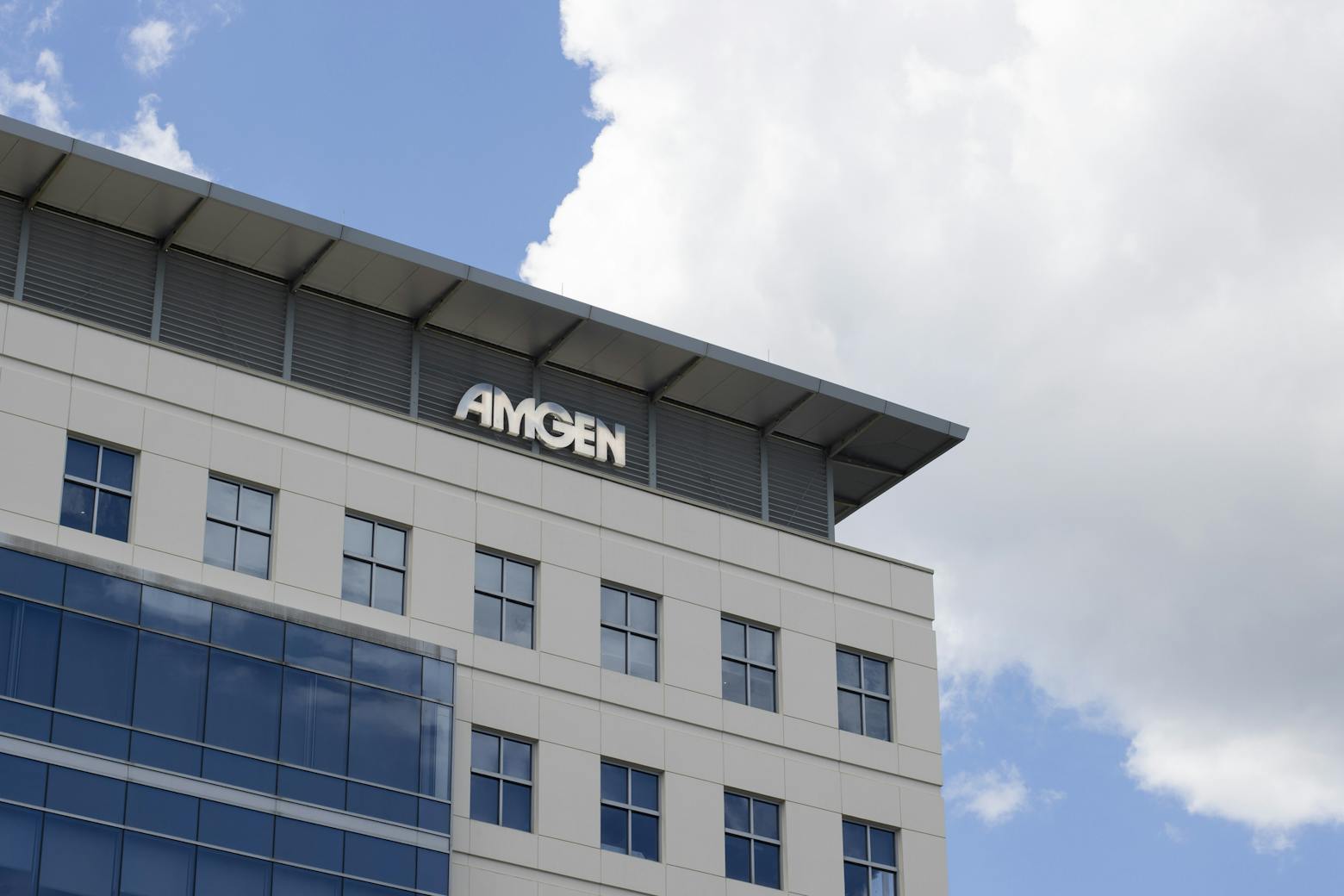 Amgen office building representing the Amgen-Horizon merger.