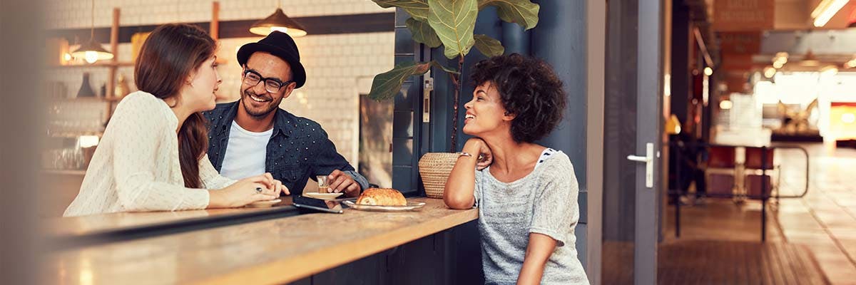 In-person meeting at a coffee shop or deli.