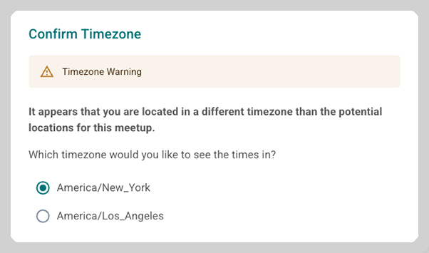 Smart time zone identification ensures everyone knows when to meet.