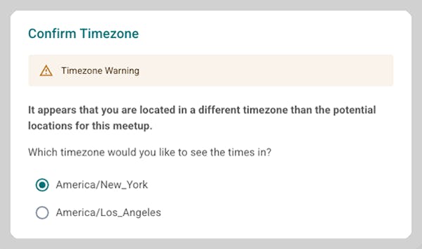 Smart time zone identification ensures everyone knows when to meet.