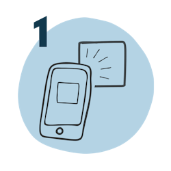 Handy-Icon vor blauem Kreis