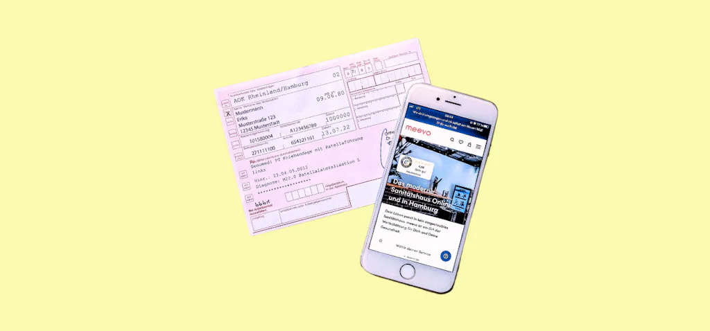 Handy und Hilfsmittelrezept vor gelben Hintergrund
