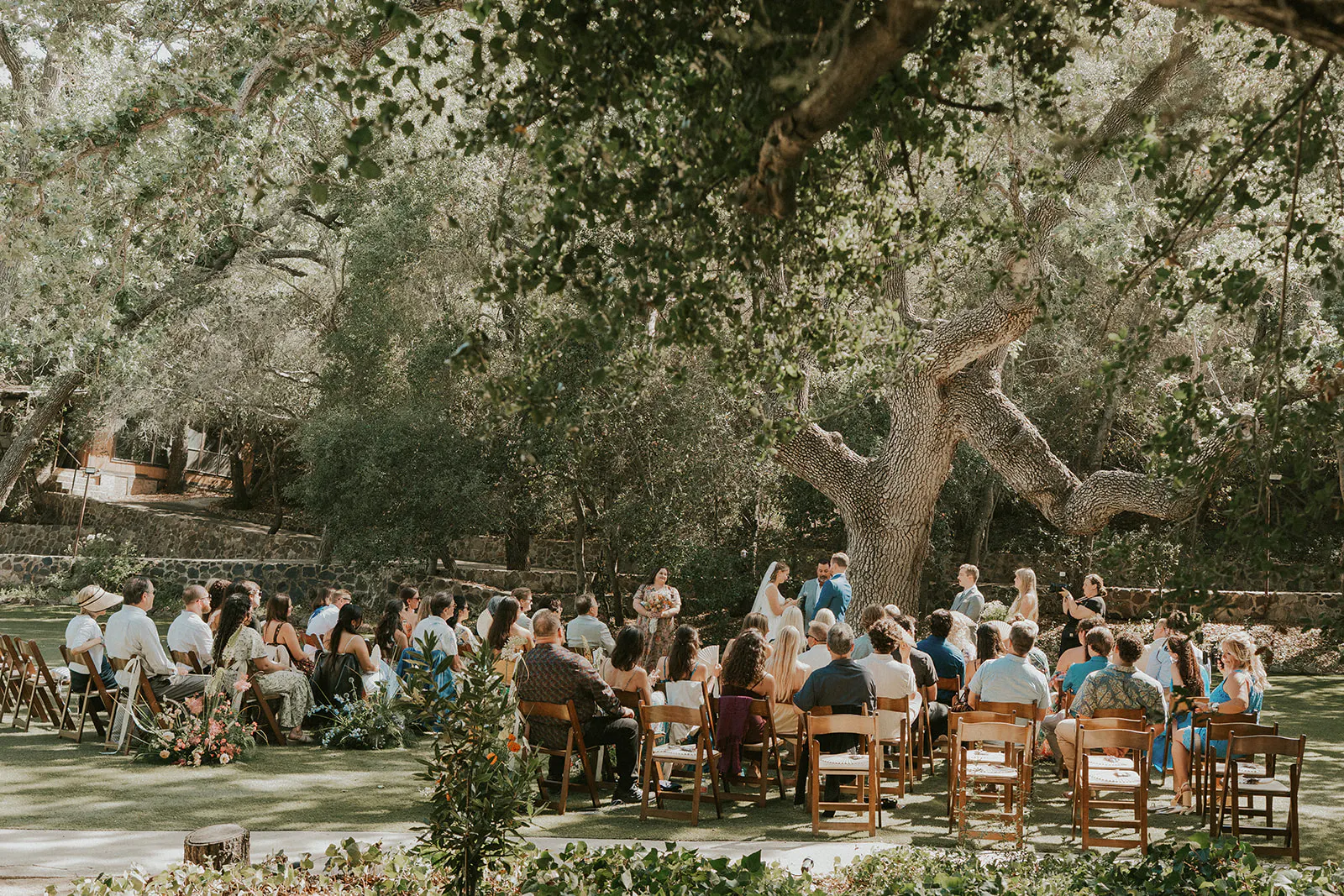 Ceremony under oak tree at Oak Canyon Ranch