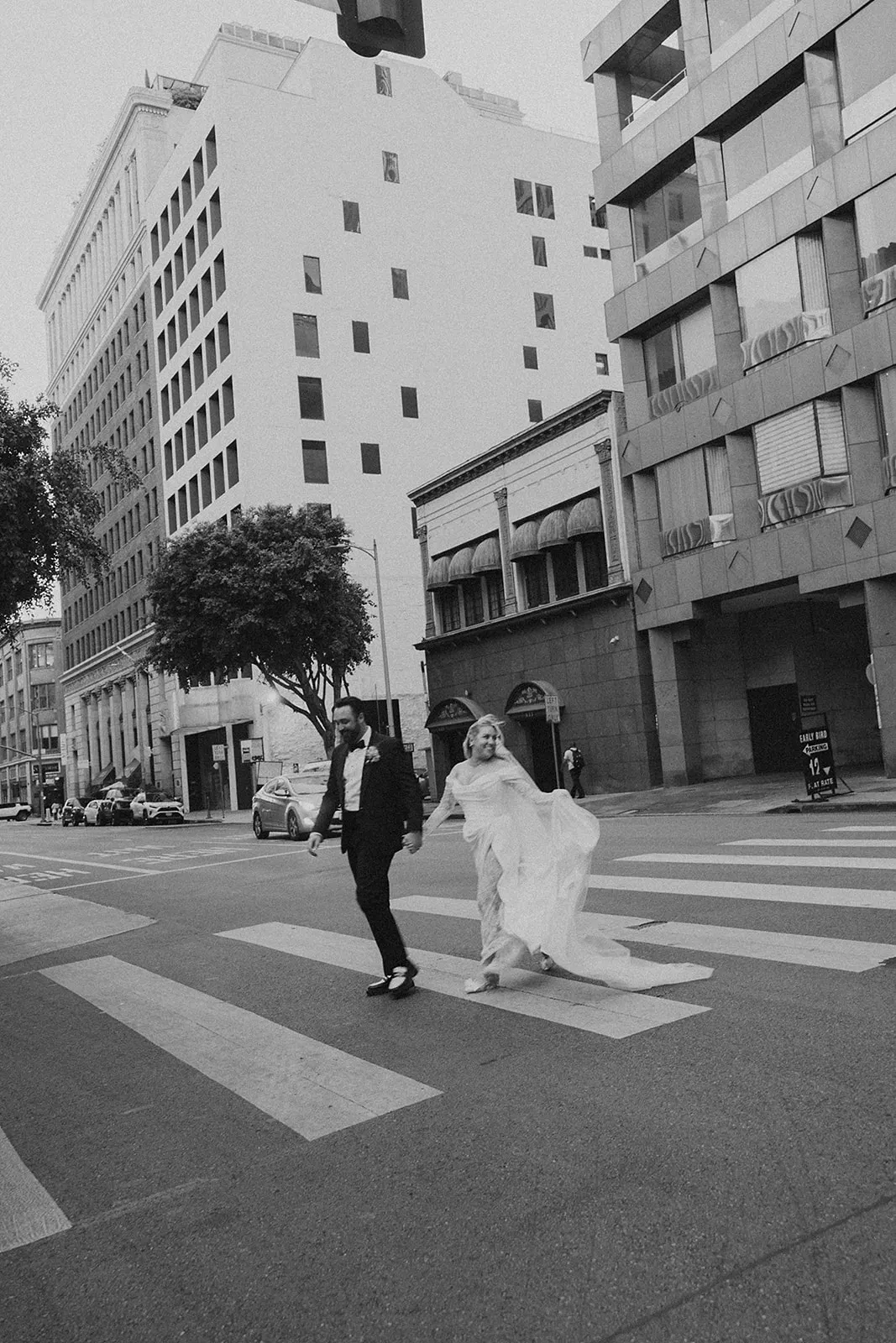 DTLA couple celebrating that JUST MARRIED feeling