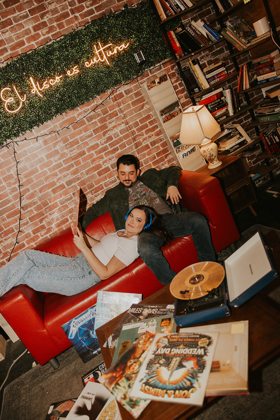 Engagement photos at Nivessa Record Store in DTLA