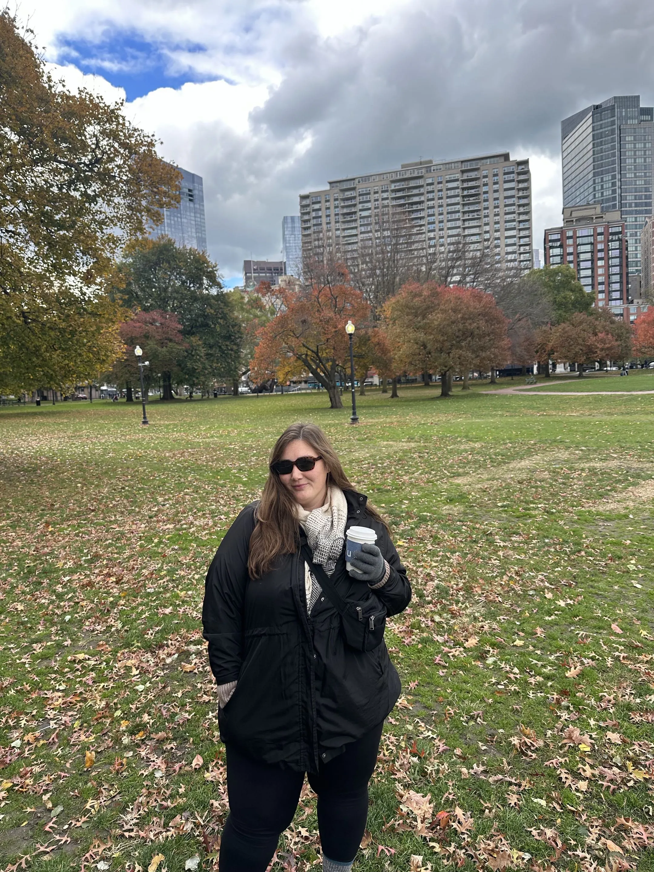 Meg standing in Boston during a fall day