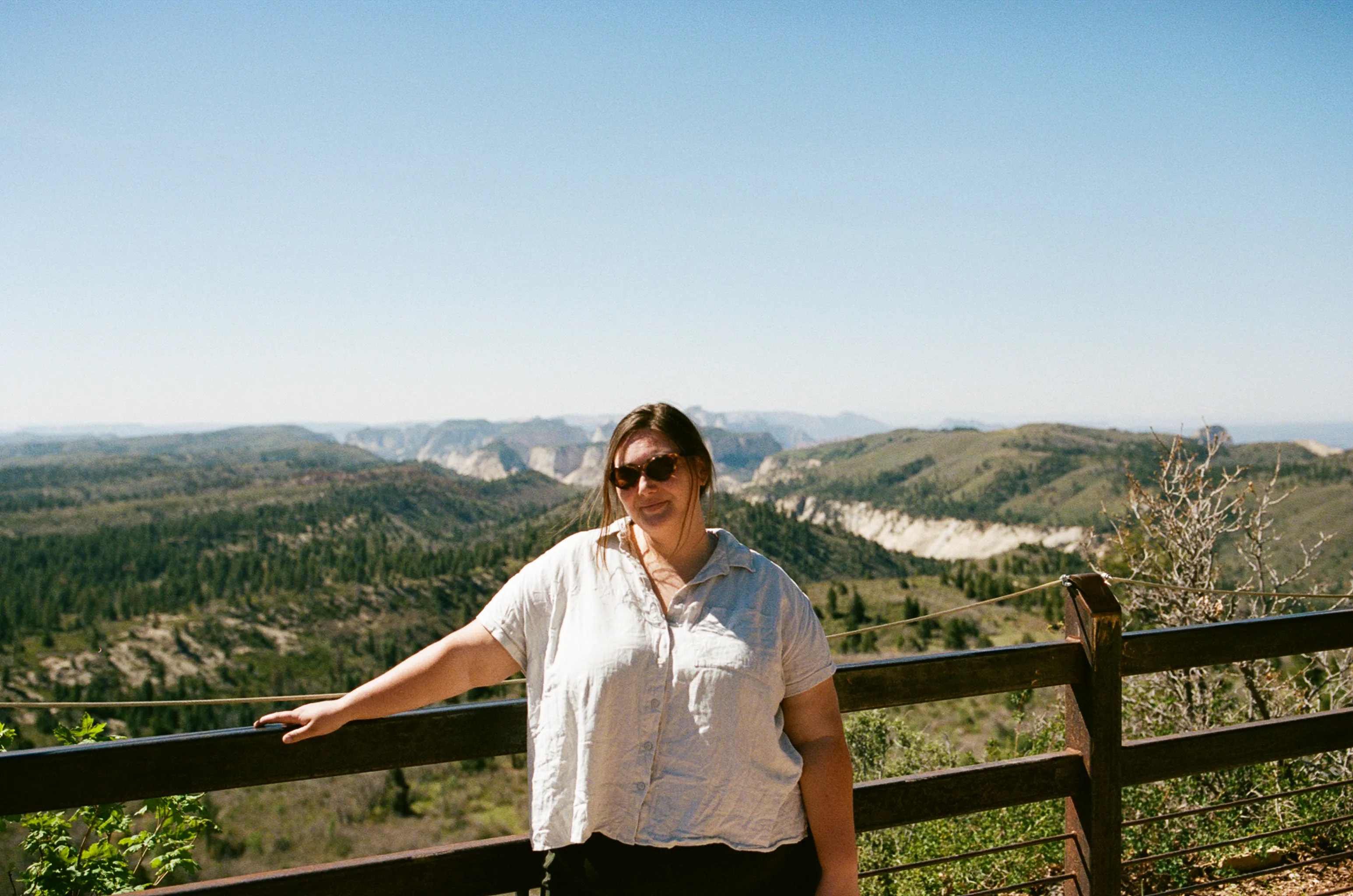 Meghan posing at a lookout area in Zion in Utah
