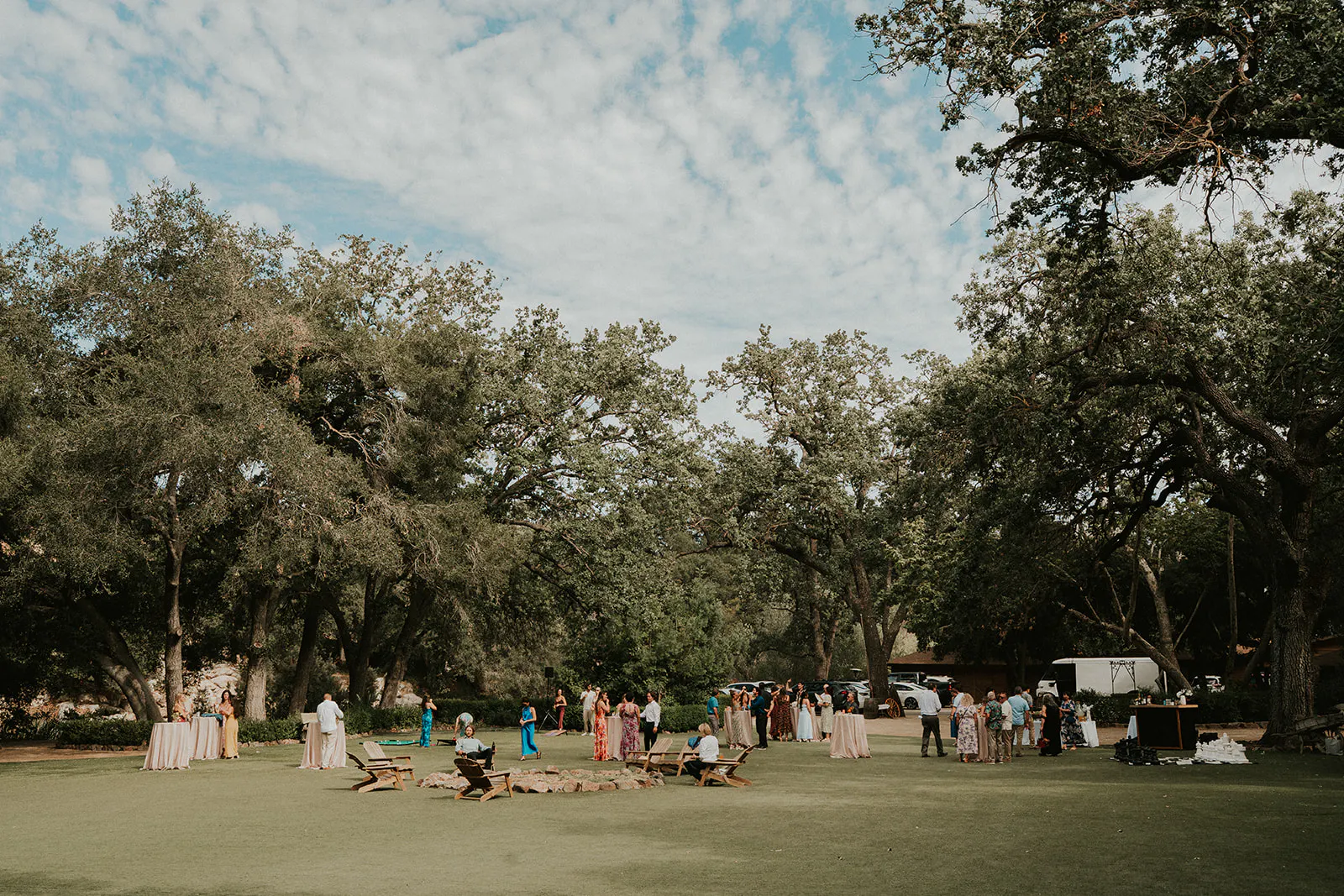 Cocktail Hour at Garden Party Wedding day at Oak Canyon Ranch
