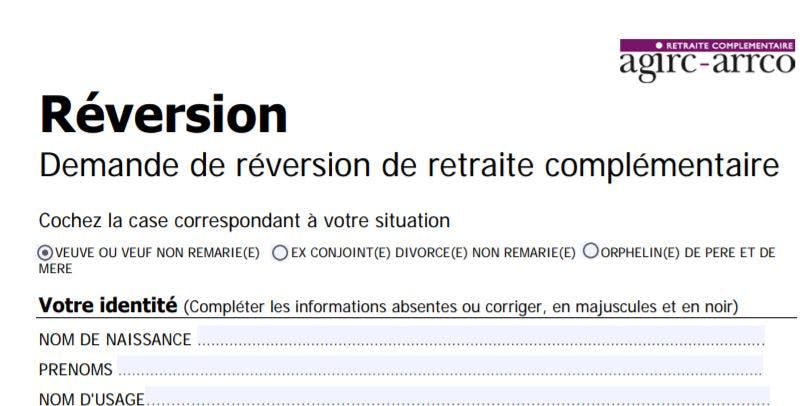 demande de réversion décès conjoint 