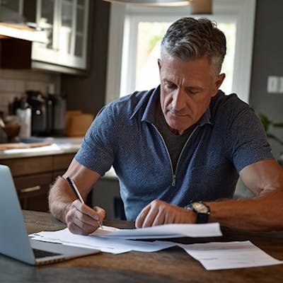 homme qui remplit des formulaires