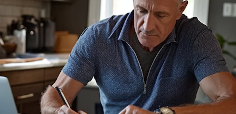 homme qui remplit des formulaires