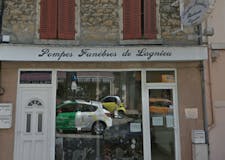 Devanture de Marbrerie Pompes Funèbres de Lagnieu
