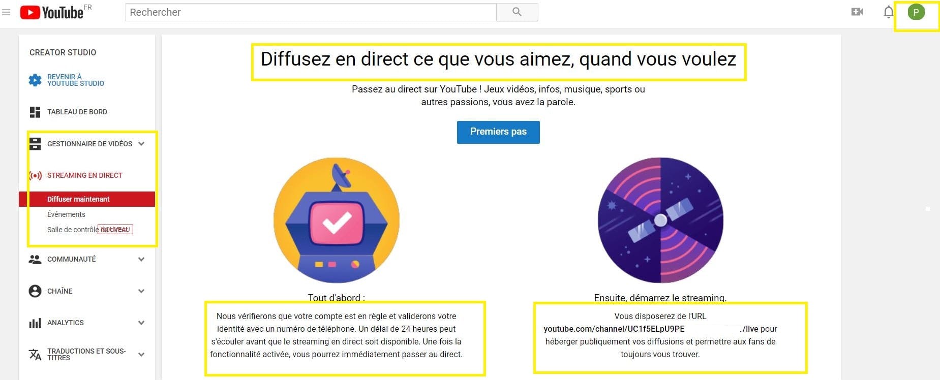 Tutoriel streaming direct Youtube