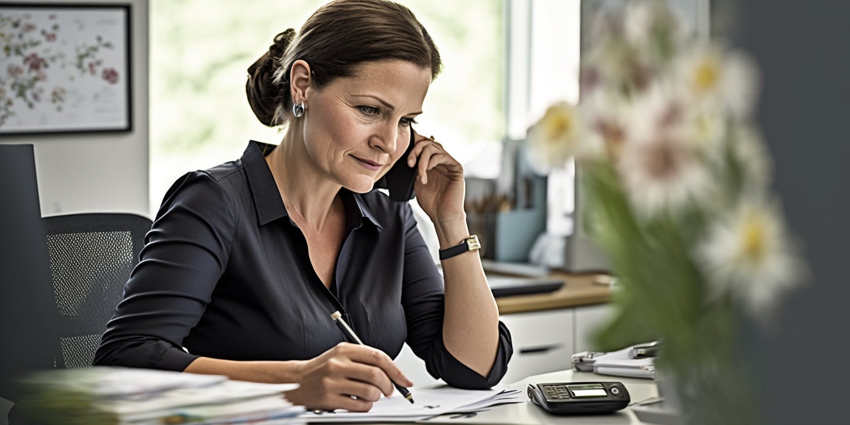 une femme au téléphone