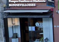 Devanture de Pompes Funèbres Bonnevilloises - Fleurs Perce-neige