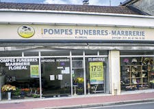 Devanture de Pompes Funèbres Marbrerie Floréal