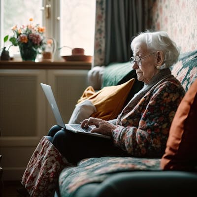 Une mamie qui réalise des démarches