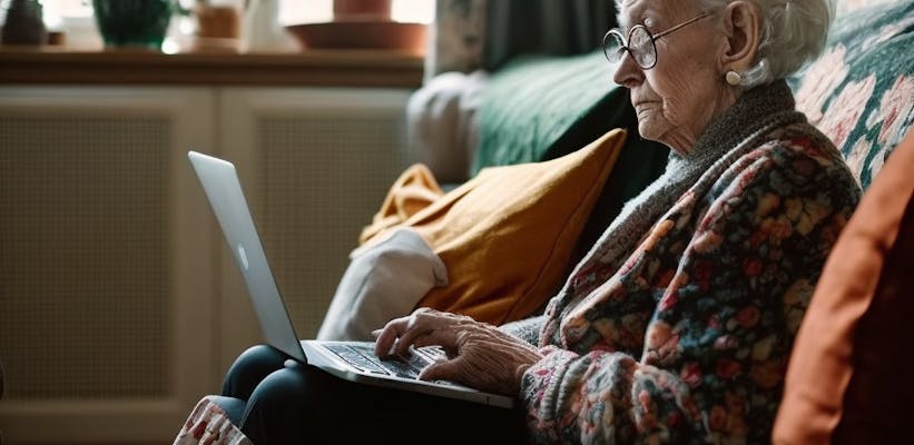 Une mamie qui réalise des démarches