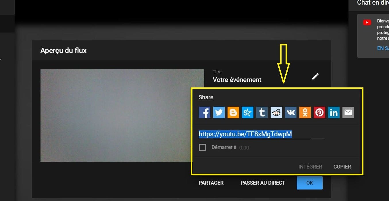 Youtube streaming en direct