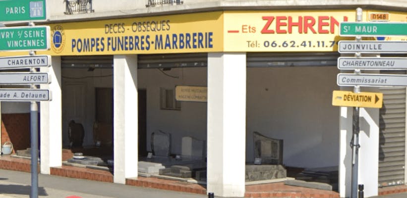 Photographie de la Pompes Funèbres Marbrerie Zehren de Maisons-Alfort