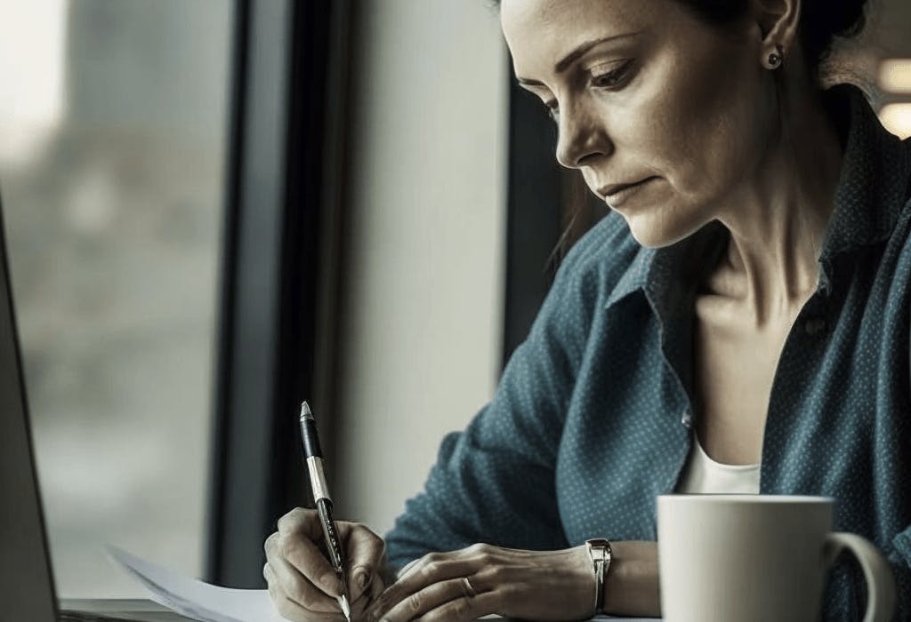 une personne qui écrit les condoléances