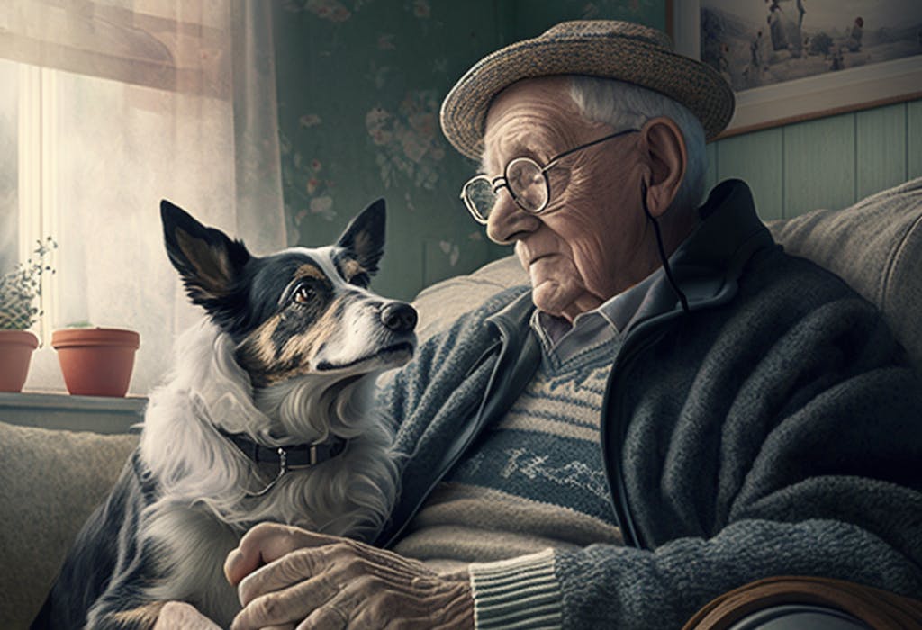 personne âgée avec un chien