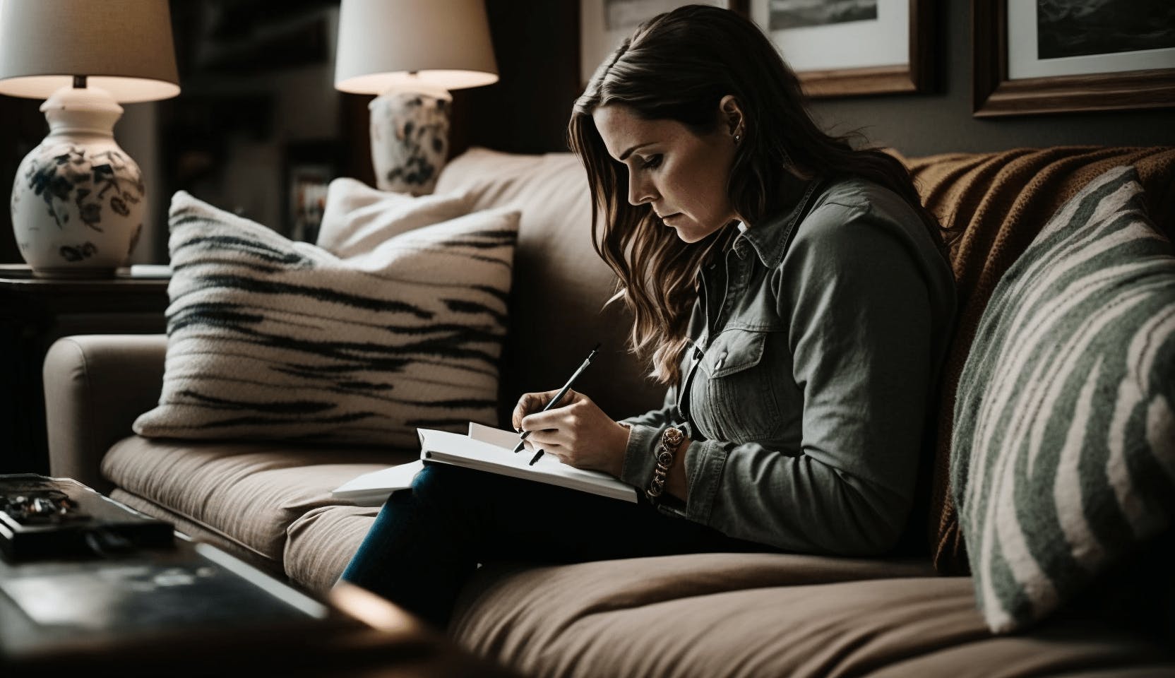 une femme qui écrit une lettre