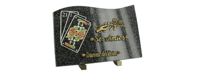 plaque funéraire amitié avec cartes de jeux